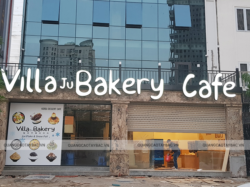Biển quảng cáo cafe Villa Ju Bakery