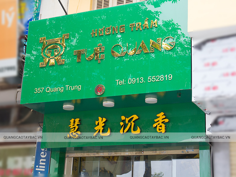 Biển quảng cáo cửa hàng hương trầm Tuệ Quang