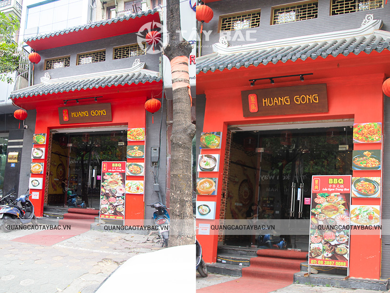 Biển gỗ quảng cáo nhà hàng Huang Gong