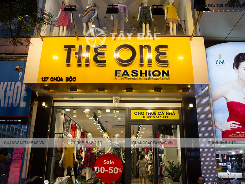 Biển quảng cáo shop thời trang The One