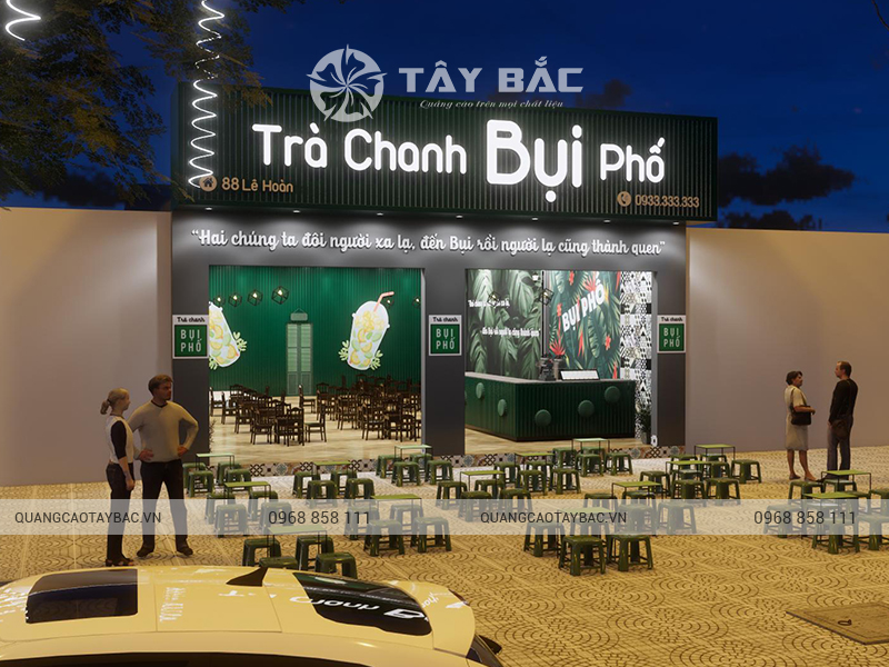 Thiết kế biển quảng cáo trà chanh Bụi Phố