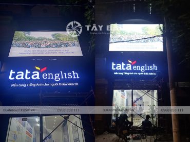 Biển quảng cáo trung tâm tiếng anh Tata English buổi tối